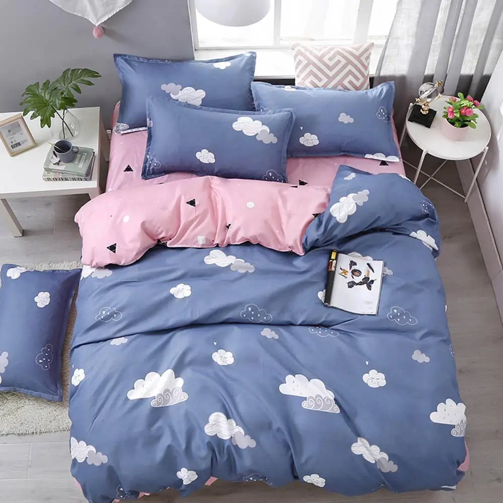 

INS Purple Pink Cloud Pineapples Fruit Soft Linens Print Microfiber Polyester Bedding Set (Comforter Cover Sheet Pillowcase)