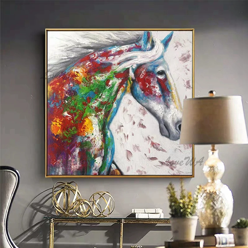 

Pure Handmade Horse Head Picture Wall Hanging Oil Painting Home Decoration Animal Art Unframed Wall Pictures For Living Room