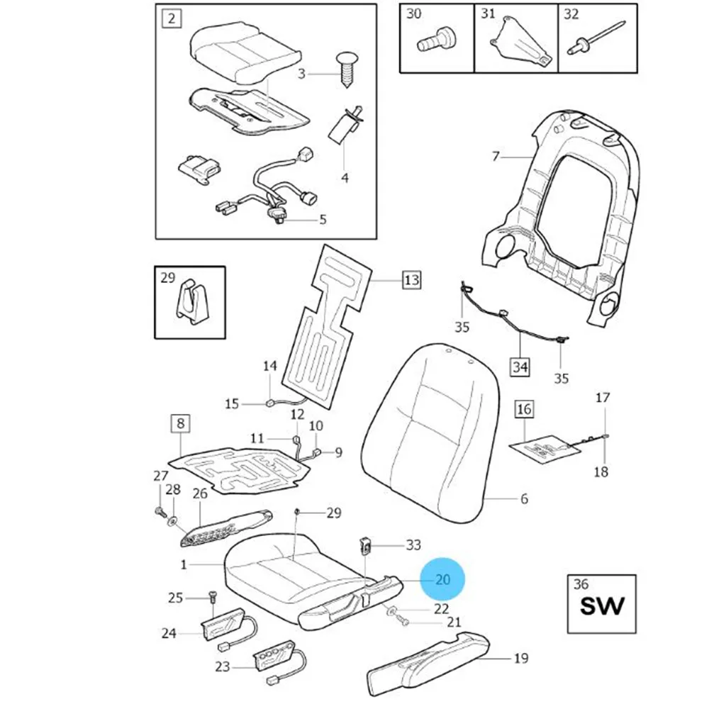 Пассажира LH сиденье с электрическим приводом переключатель панель отделкой