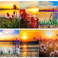 5d diy diamond painting crafts gift sunset scenery diamond embroidery landscape cross stitch full square round drill home decor