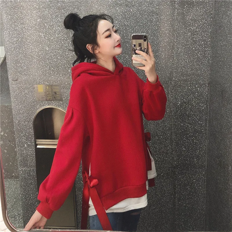 Hoodies Women Hooded Solid High Quality Warm Korean Style Loose Drawstring Harajuku Womens Casual Students Thicker Velvet Girls