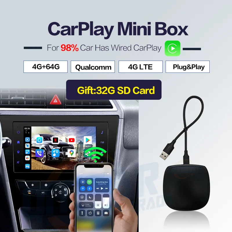 Carplay Ai Box Applemini Mini Android BoxWireless Auto UX-999 для Audi Volvo Ford Benz VW Porsche Mazda Honda Peugeot | Автомобили и