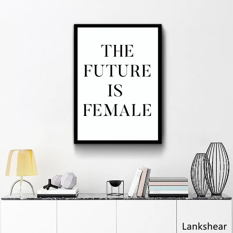 Девушка мощность Феминистская Искусство Холст Картина стене плакат офисное