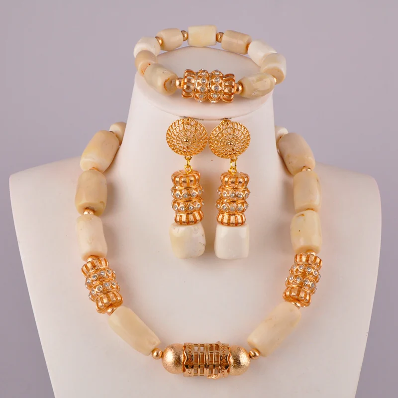 

beautiful white coral beads jewelry set african coral set nigerian wedding bridal jewelry sets C21-35-01