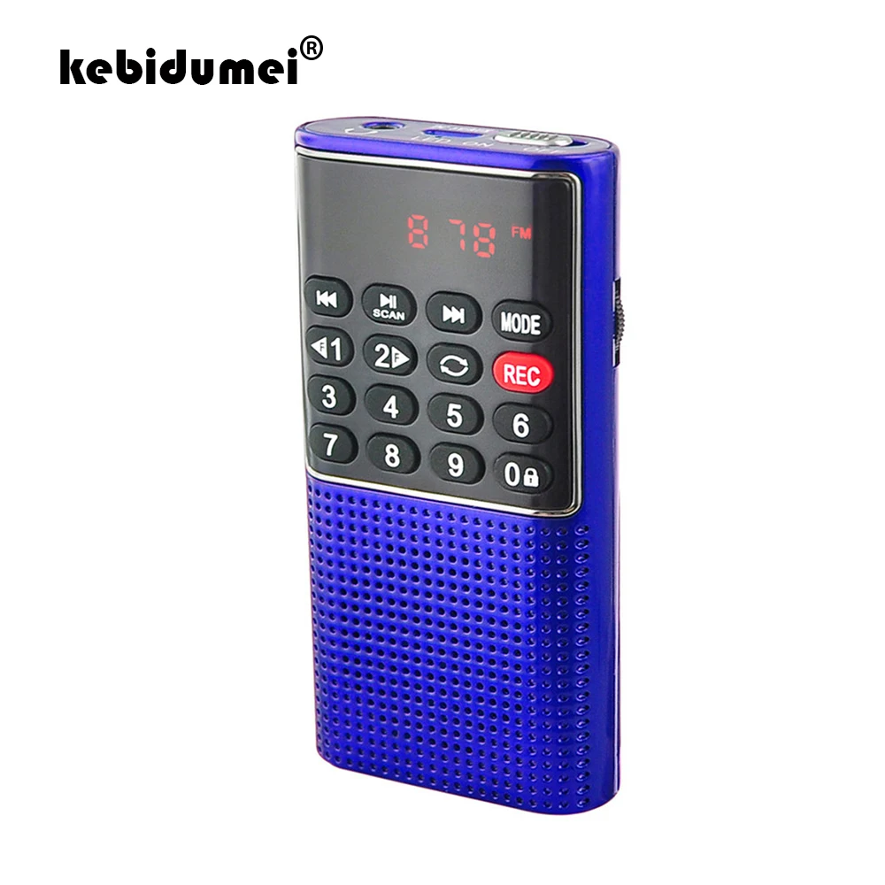 Портативный мини радиоприемник kebidumei цифровой MP3 плеер с FM USB TF перезаряжаемый