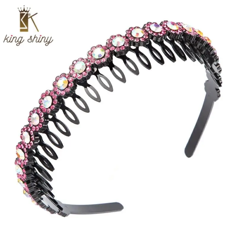 

Elegant Korean Color Rhinestone Headband for Woman Vintage Crystal Non-slip Plastic Hairband Girls Party Hair Accessory Headwear