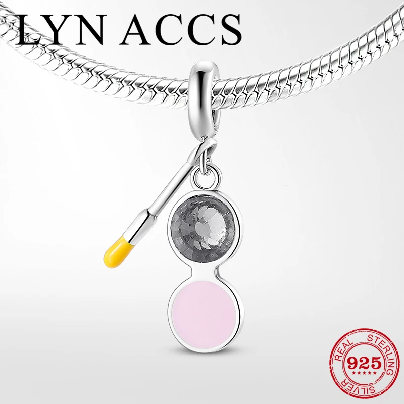 Подвески бусина Подвеска 925 пробы серебряный кулон румяна и макияж кисть форма