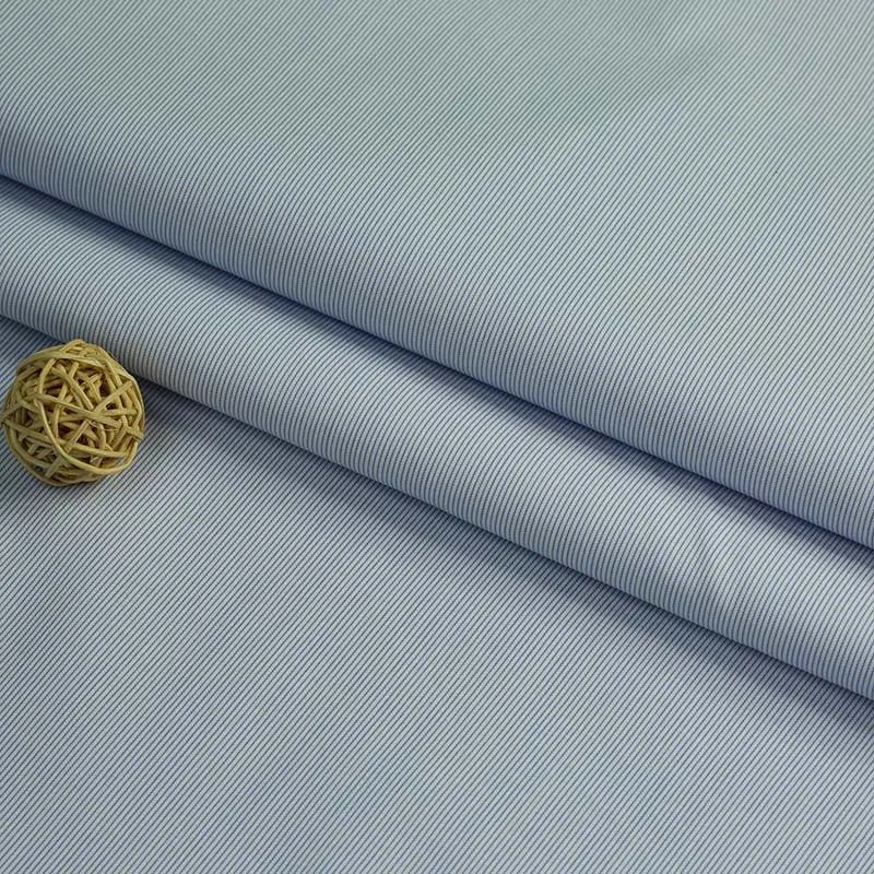

Light Blue Stripes Design Fabric Hand Made Fabric By Meters With Non-iron Finishing For Men's Business Shirts