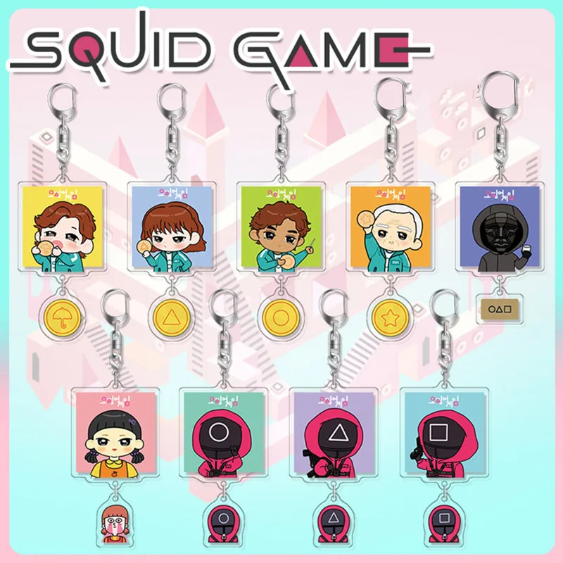 

New TV Squid Game Key Chains Keychain Cosplay Acrylic Pendant Keyring