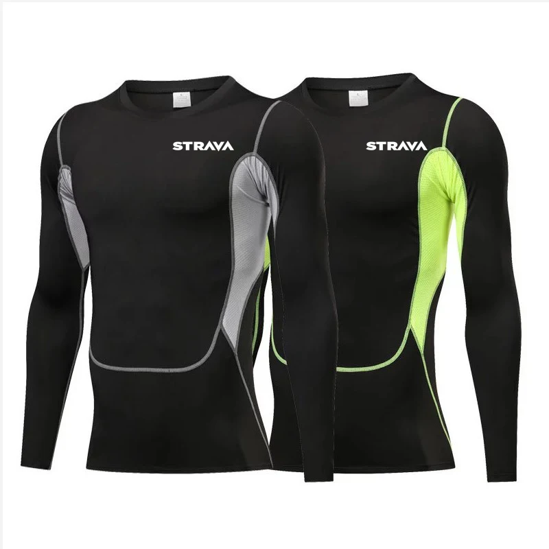 

STRAVA Winter Cycling Net Cloth Long Sleeve Tights Shirts Male Cycling Mountaineering Fitness Running Hygroscopic Sweat Fast Dry