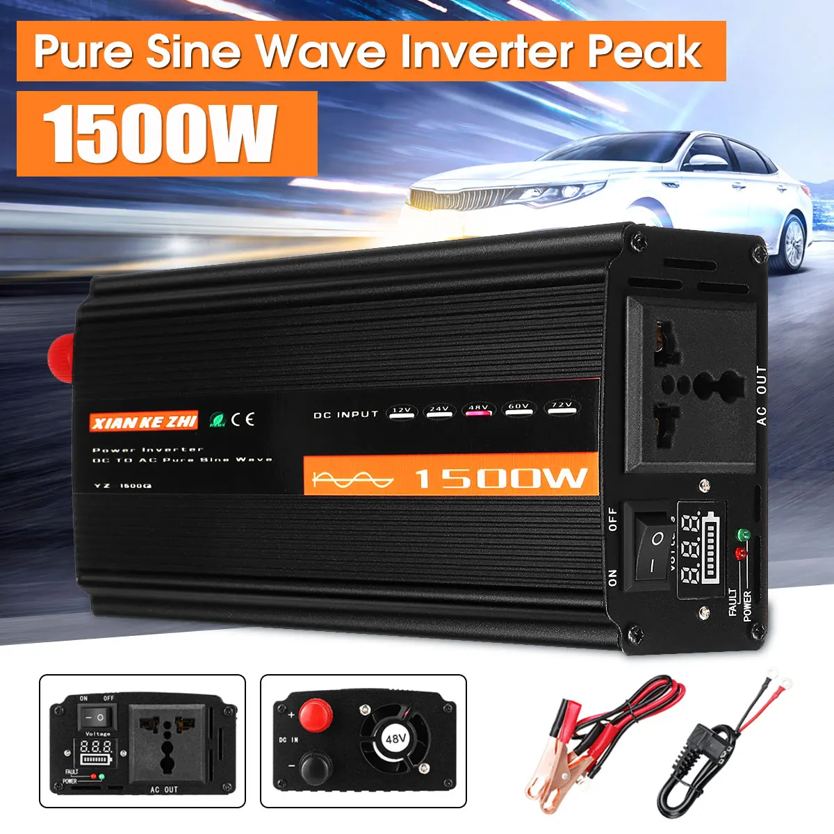 1500 Вт Чистая Синусоидальная волна инвертор DC12V/24 В/48 В к ac220в 50 Гц усилитель конвертера мощности для автомобиля Инвертор бытовой DIY