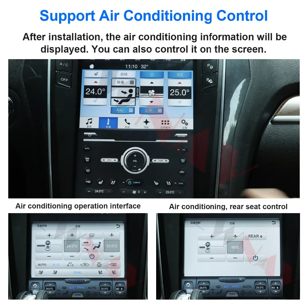 PX6 4GB RAM Tesla style Android 9.0 Car GPS Navigation For Ford Explorer 2011+ Auto A/C head unit multimedia radio tape recorder