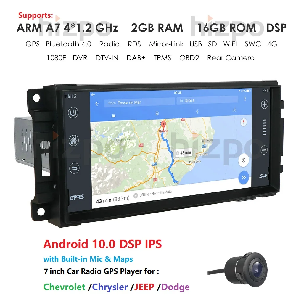 Android 10 0 Автомобильный gps для Dodge Ram Challenger Jeep Wrangler JK головное устройство один Din 7