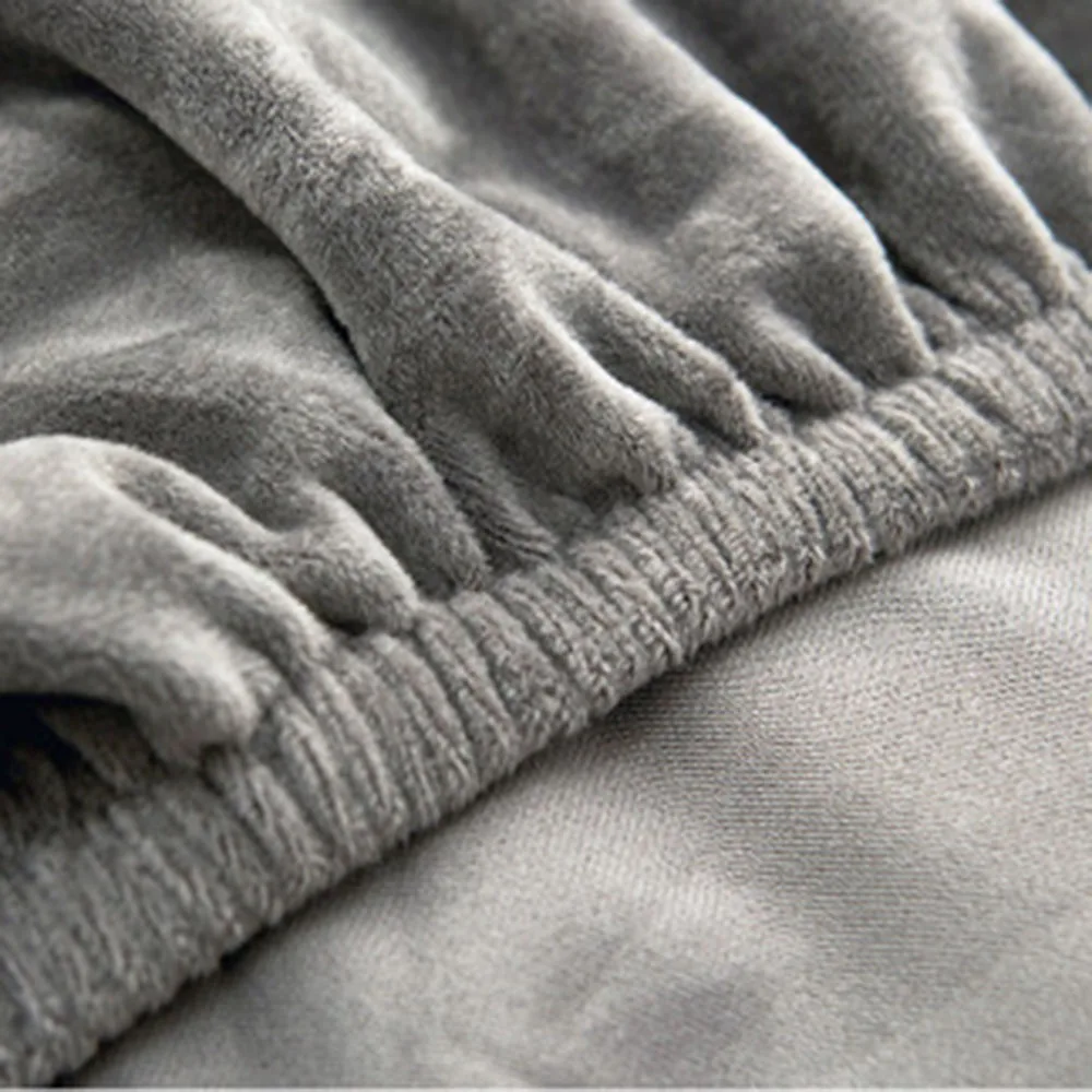 

Elasticated Plush Sofa Covers for Living Room Velvet Corner Armchair Couch Pleads Cover Sets 2 and 3 Seater L Shape Use