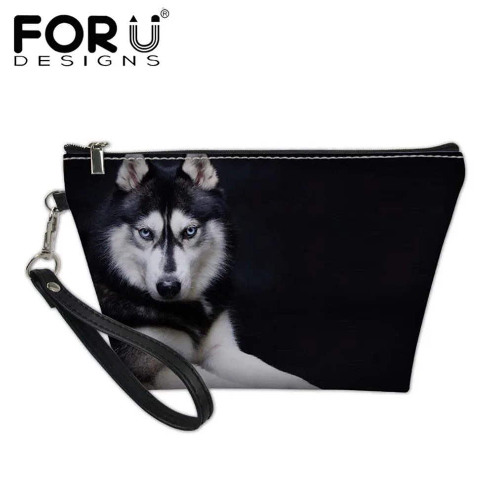 

FORUDESIGNS Ladies Fashion Cosmetic Bag 3D Kawaii Husky Dog Pattern Organizer Boxes Casual Waterproof Toiletry Bags for Girls