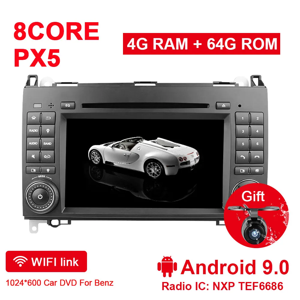 Android 9.0 4G 64G Eunavi 2 Din Android 9,0 автомобильный dvd-плеер для Benz Sprinter Vito W169 W245 W469 W639 B200 мультимедиа авто радио GPS головного устройства Navi - Цвет: Android 9.0 4G 64G