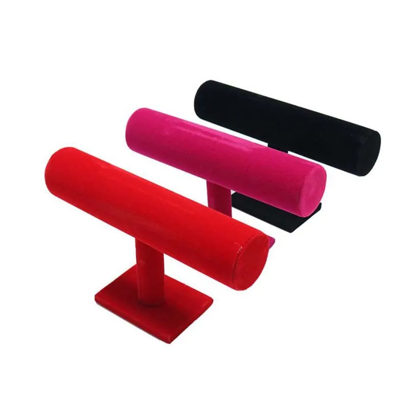 

Black Velvet Bracelet Chain Watch T-Bar Rack Jewelry Hard Display Stand Holder Jewelry Organizer Hard Display Stand