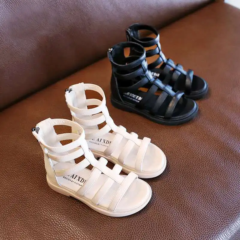 Сандалии в римском стиле для маленьких девочек пляжная обувь с блестками и