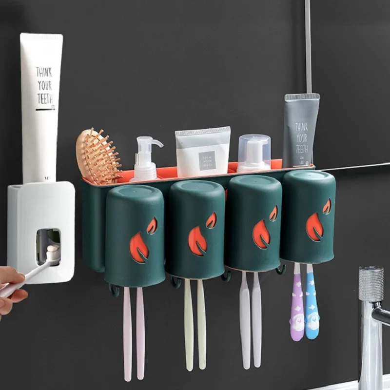 

Toothbrush Rack Free Punching Mouthwash Cup Brushing Cup Wall-mounted Bathroom Wall-mounted Storage Box Dental Cylinder Set