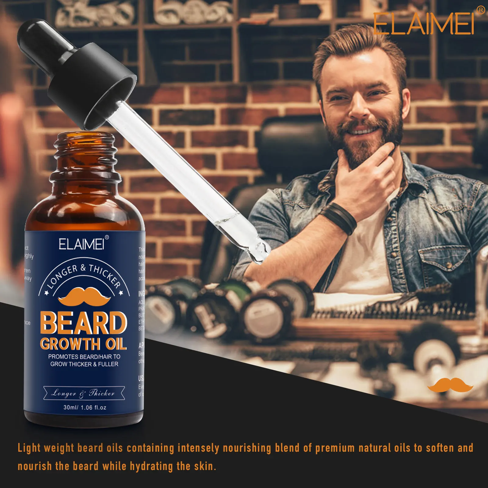 

Men's beard growth liquid maintenance beard nourishment beard chest hair growth essential oil promotion 30ml
