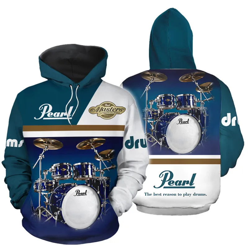 Pearl Drum 3D All Over Printed Men Hoodie Unisex Harajuku Casual Sweatshirt Autumn Winter Fashion Zip Hoodies Jacket