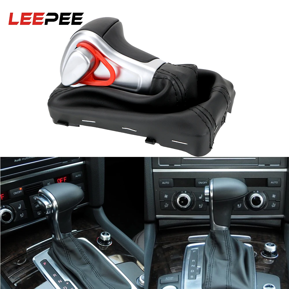 Кожаная ручка переключения передач LEEPEE автоматическая хромированная для AUDI A6 A7 A3