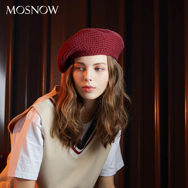 Ручной работы зимние шапки береты новые акриловое Для женщин теплые фирменные