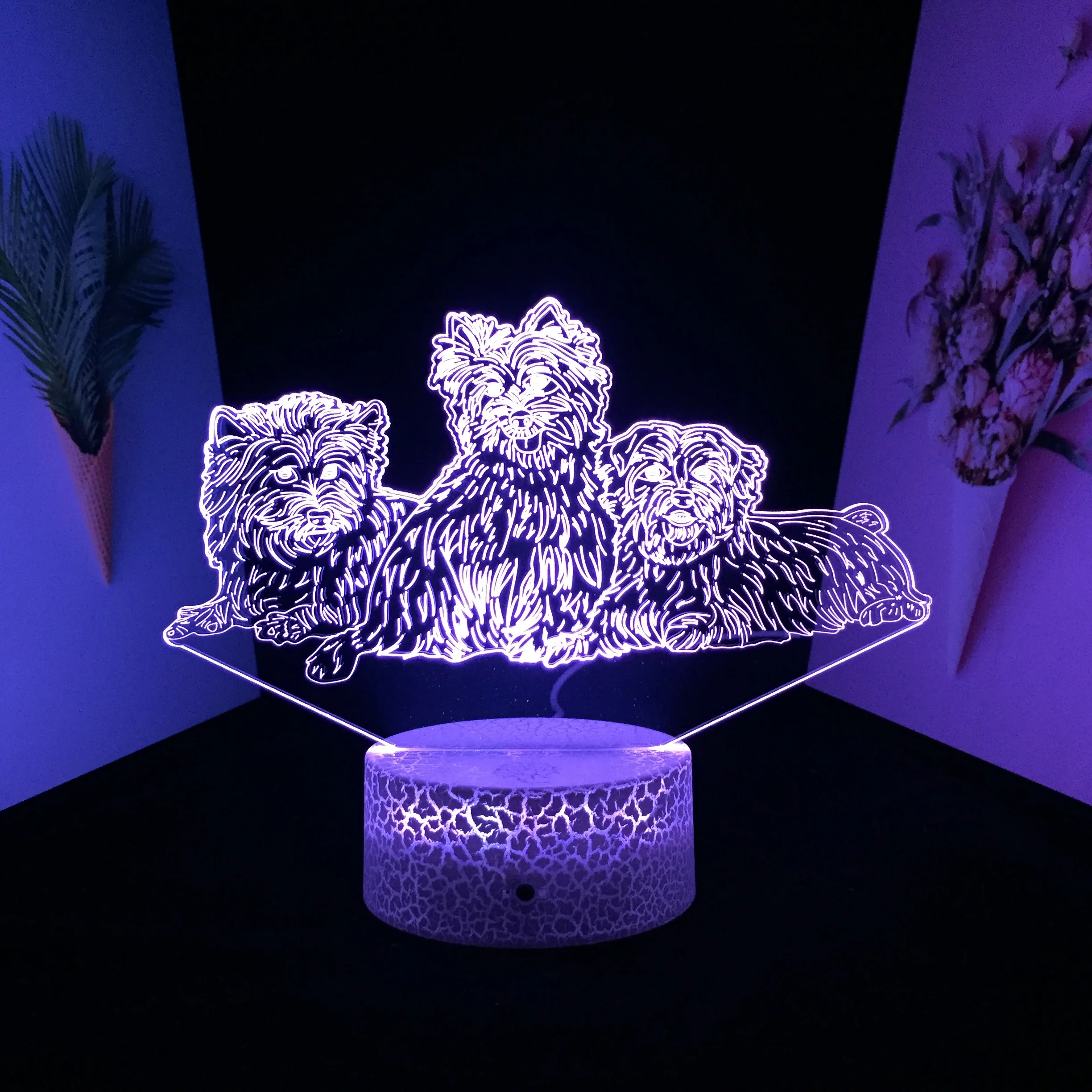 Серия «Три медведя в семье», 3D Светодиодная лампа, визуальная иллюзия, белая, треснувшая база, светильник для фестиваля, подарки на день рожд...