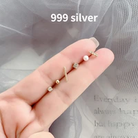 999 sterling silver small exquisite earrings do not need to pick up when sleeping korean fashion jewelry accessories for girls