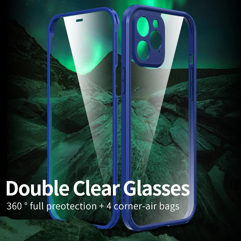 

Buckle Design Bumper For iphone 12 Pro Max Case 360 Full Protection Double Side High Alumina Glass Case for iphone 12 Mini Case