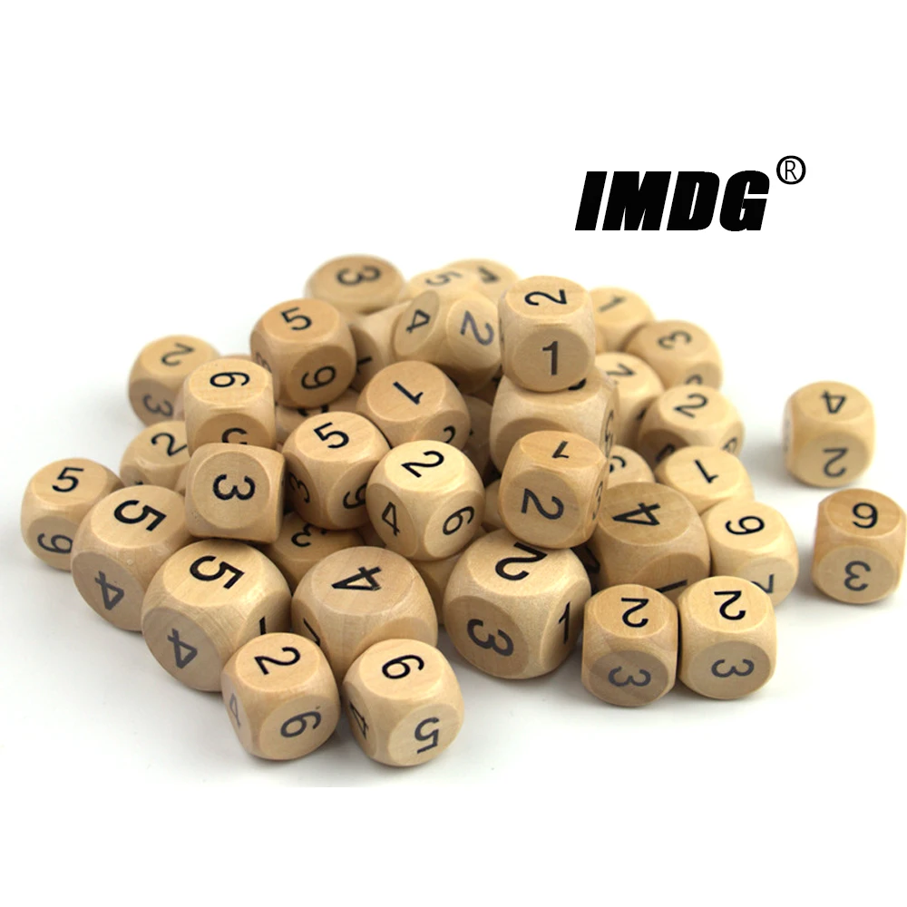 A pack Wooden D6 Dice 6-sides Accessories Colorful Wood Dice Digital Game Dice