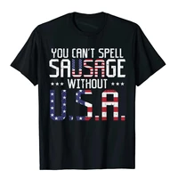 you cant spell sausage without usa funny 4th of july gift t shirt cotton tees for men printed t shirts england style dominant