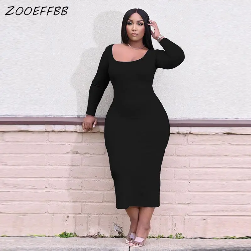 

Женское облегающее платье ZOOEFFBB, сексуальное осеннее эластичное платье с длинным рукавом, модное Повседневное платье для отдыха, одежда бол...