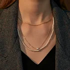 Модное 3-слойное жемчужное ожерелье для женщин, женская цепочка длиной до ключиц, модные аксессуары для девочек, подарок на день рождения