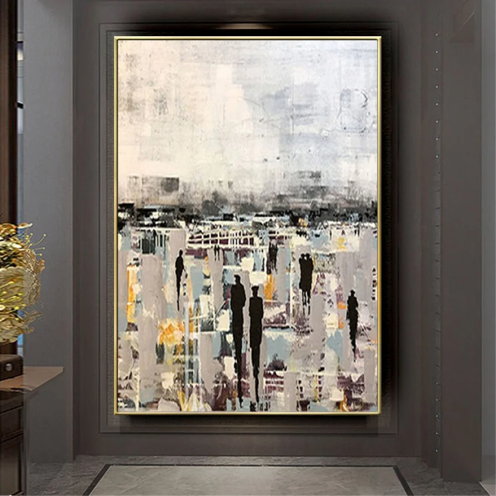 

100% Hand Painted Modern art Knife Building Scenery Oil Painting Wall Decor Street Landscape For Room Decor wall art On Canvas