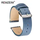 Ремешок кожаный быстросъемный REMZEIM для наручных часов, мягкий матовый браслет из телячьей кожи для смарт-часов, 18 мм 20 мм 22 мм