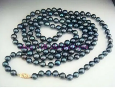

Genuine Natural Noblest huge Beautiful 8-9mm Black Tahitian Pearls 34 inches