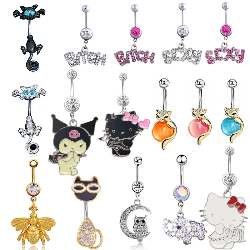 

Bunny Belly Button Ring 14G Cute Fox Belly Ring Bunny Sexy Navel Piercing Rabbit Belly Bar Elephant Ombligo Pircing Owl Cat