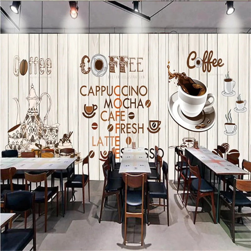 Пользовательские ретро кофе тема настенная бумага кафе ресторан Снэк бар