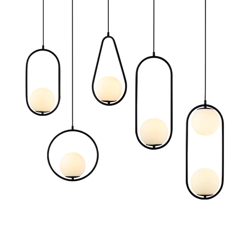 Скандинавский золотой черный металлический светодиодный подвесной светильник