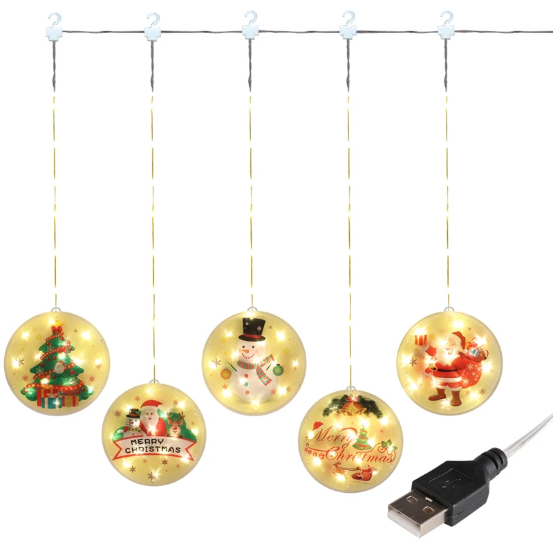 

Novelty Hanging 3D Christmas Warm White LED String Light with USB for Party Indoor Outdoor Holiday Decor Night Lantern