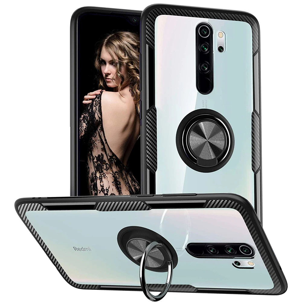 Чехол с кольцом для XiaoMi RedMi Note 8 7 K20 прозрачная накладка из углеродного волокна WEFOR