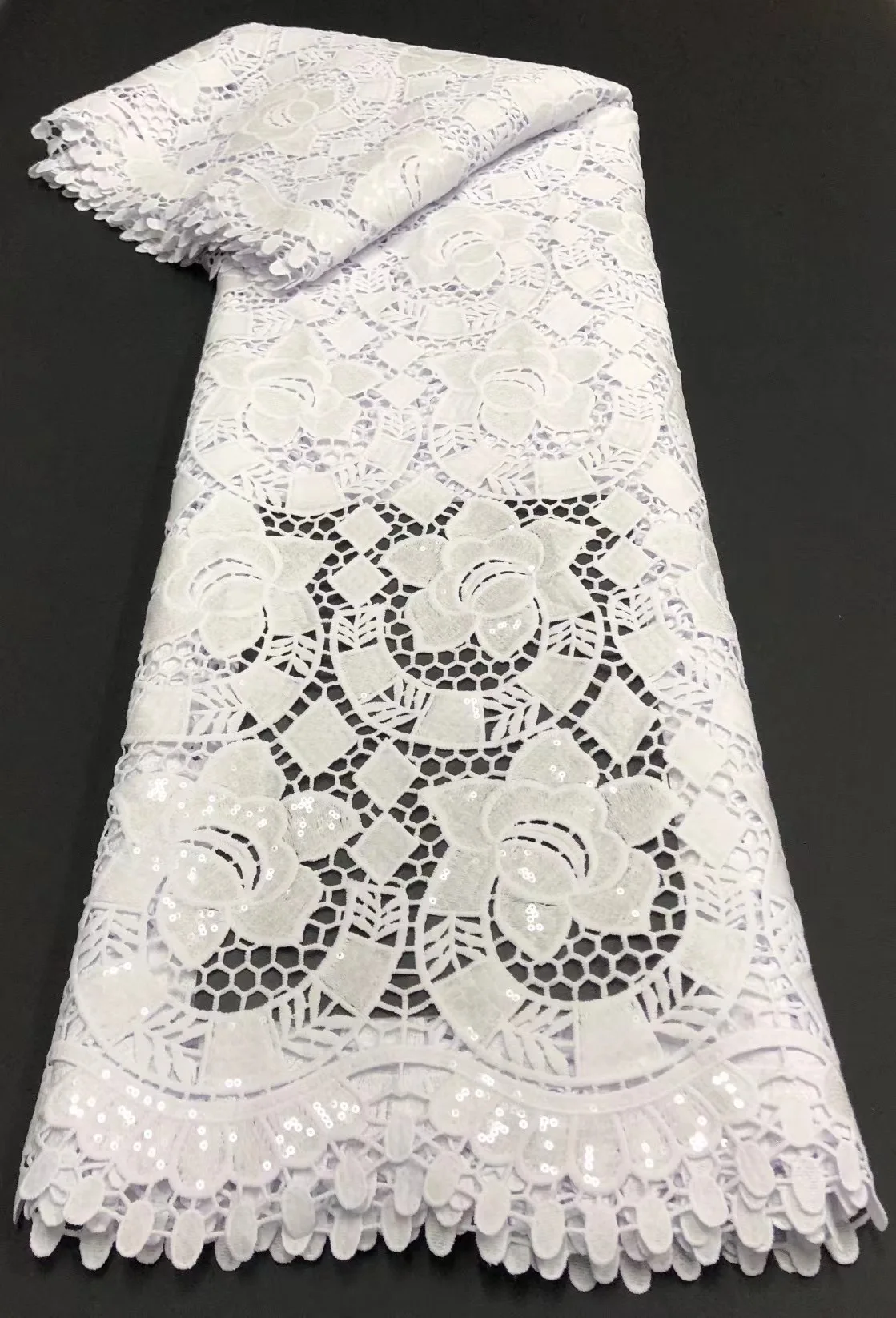 

Высококачественная мягкая гипюровая вуаль кружева эксклюзивный оригинальный чистый белый Африканский шнур нигерийская хлопковая ткань д...