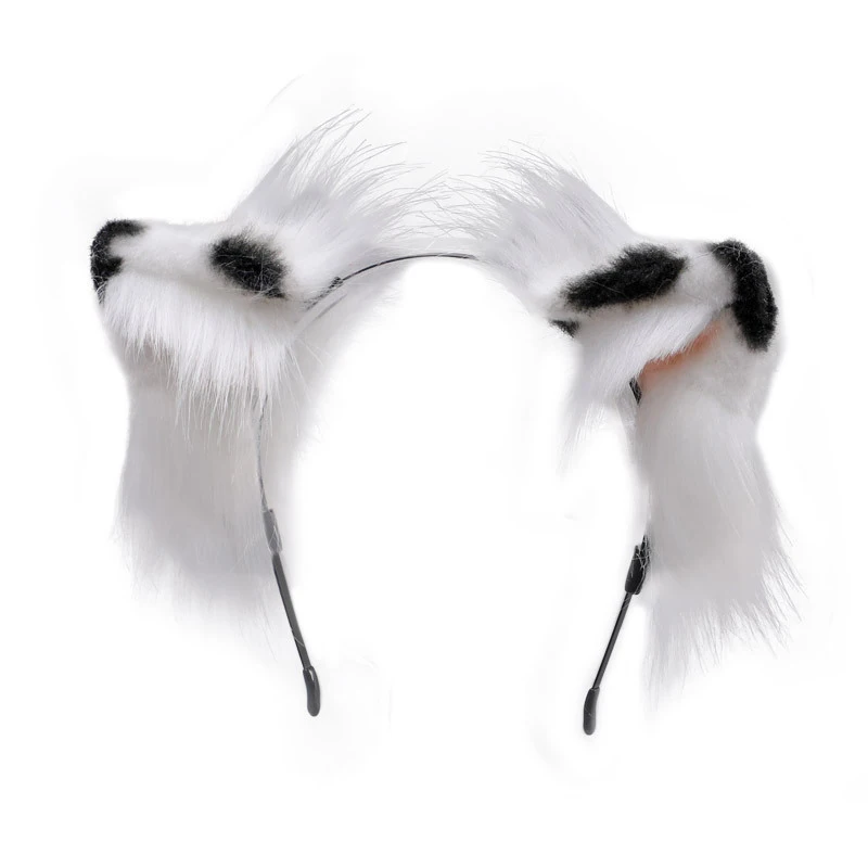 

Creative Faux Fur Plush Ears Hair Hoop with 80cm Fox Tail Cosplay Accessories Cat Ears Headbands Hairpin Halloween Party Gift