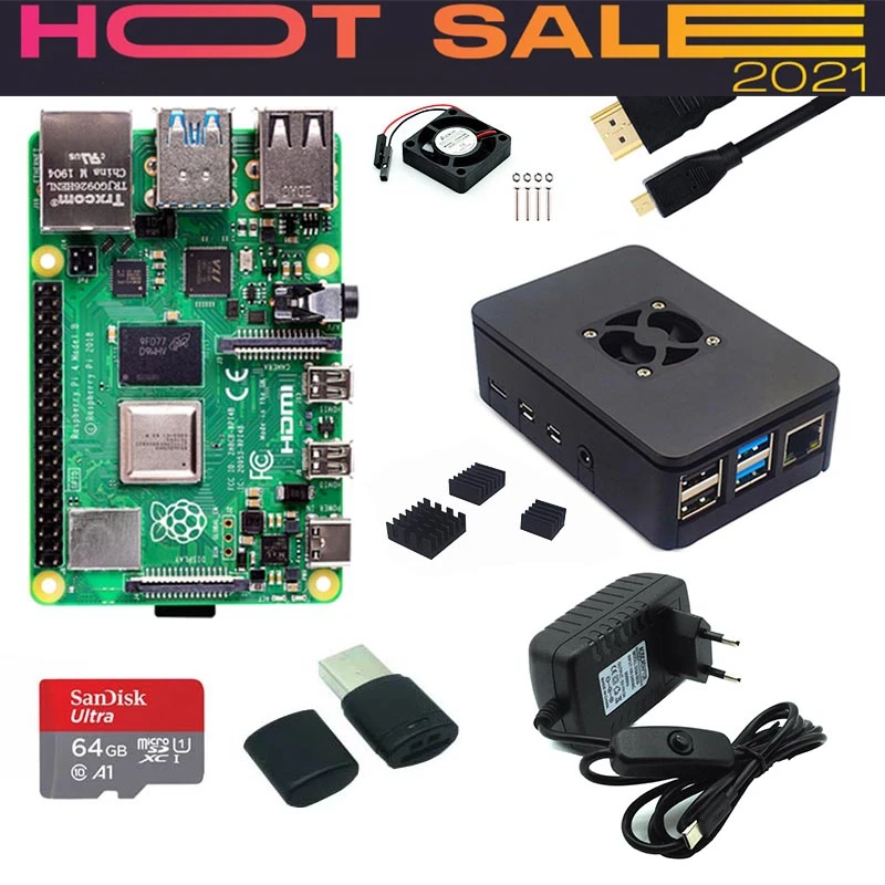 Online Original 4 2gb 4gb Ram Mit Abs Fall Netzteil Adapter Aluminium Kühlkörper Für 4 Modell B Pi4 4b