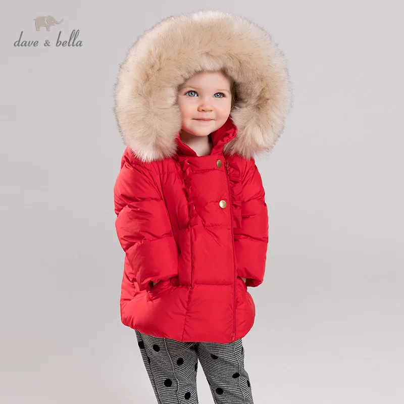 Детское пуховое пальто DB11623 dave bella зимняя верхняя одежда с меховым капюшоном и