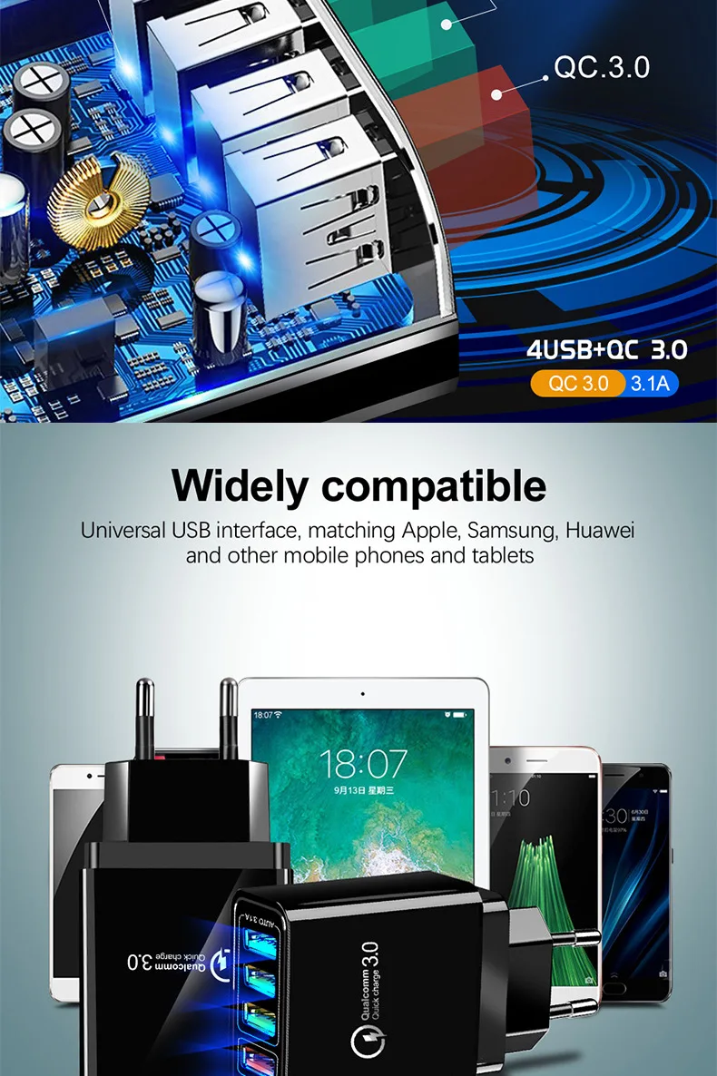 48 Вт быстрое зарядное устройство 3,0 USB зарядное устройство для huawei mate 30 P30 быстрое настенное зарядное устройство EU переходник для samsung Note 10 5A кабель type C