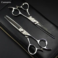 customize logo damascus steel 6 inch hair salon scissors cutting barber makas tools cut thinning shears hairdressing scissors