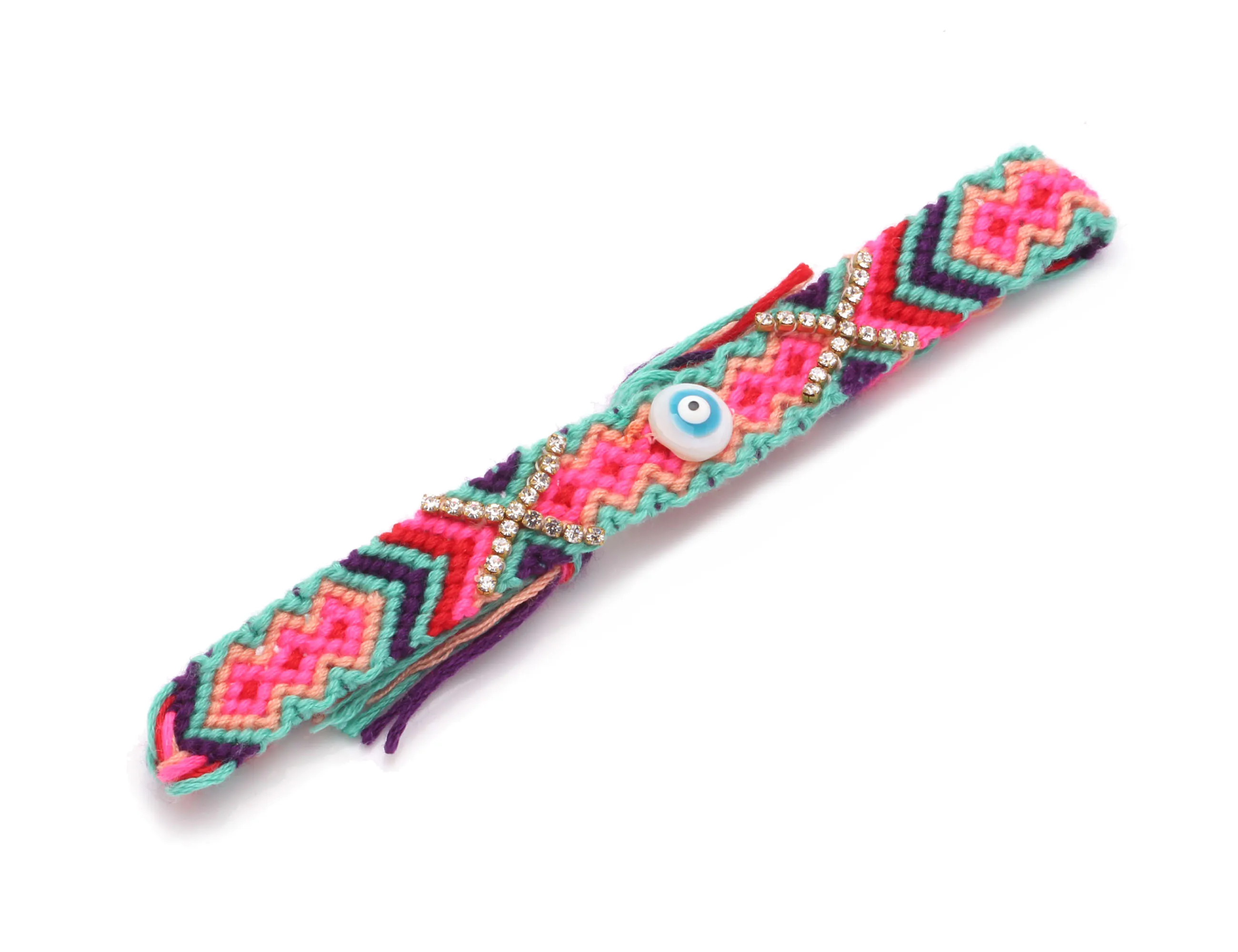 Boho Shell сглаза X Крест Кристалл тканый браслет дружбы для женщин мужчин хиппи