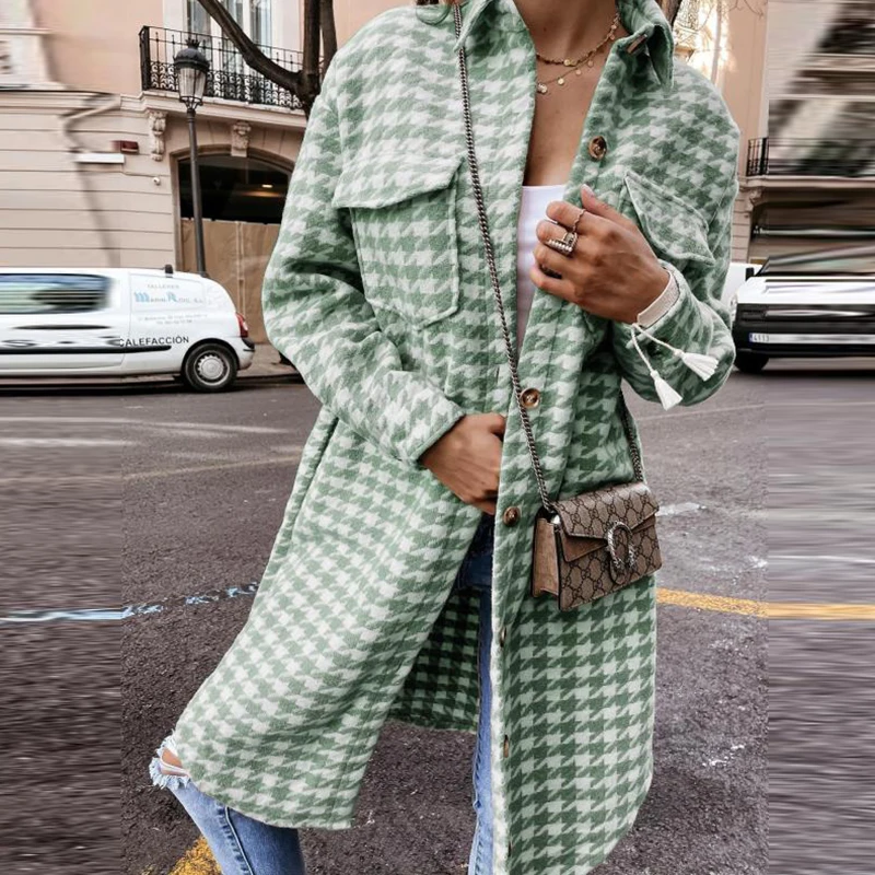 

Women Overcoat Autumn Casual Single Breasted Long Sleeve Cardigan Jacket Blend Wool Winter Loose Outerwear